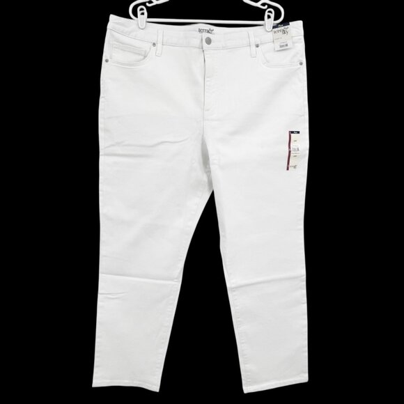 NWT Terra & Sky Women's Straight High Rise Stretch White Denim Jeans Plus Sz 20W - Picture 1 of 9